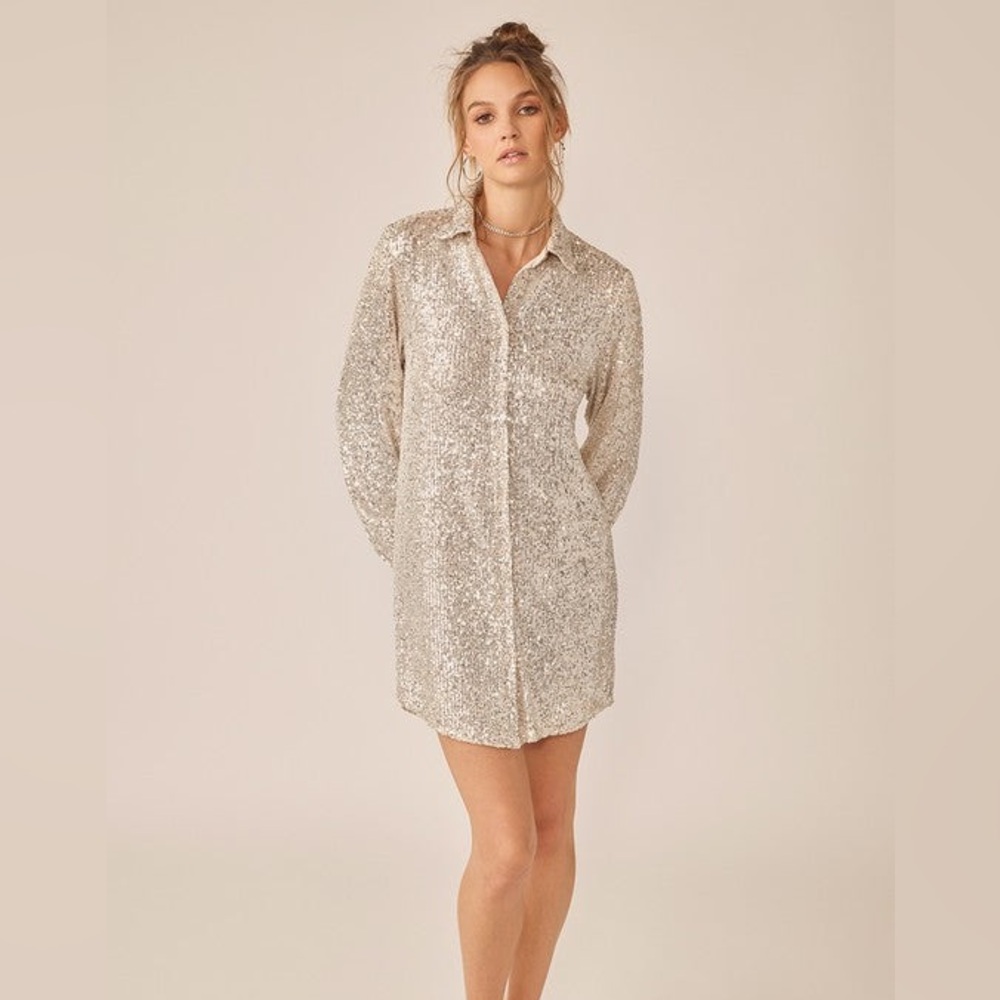 Sequin Button-Up Shirt